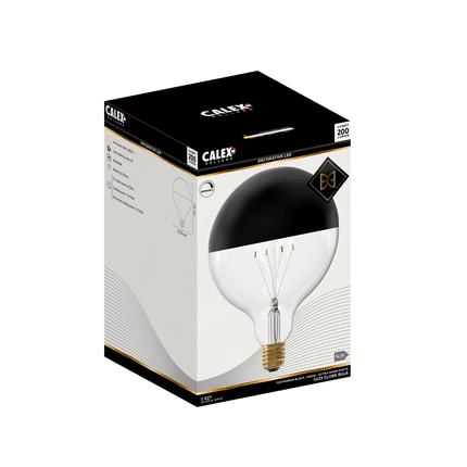 Calex Top mirror Bulb - E27 - G125 -Filament - G125 - Black