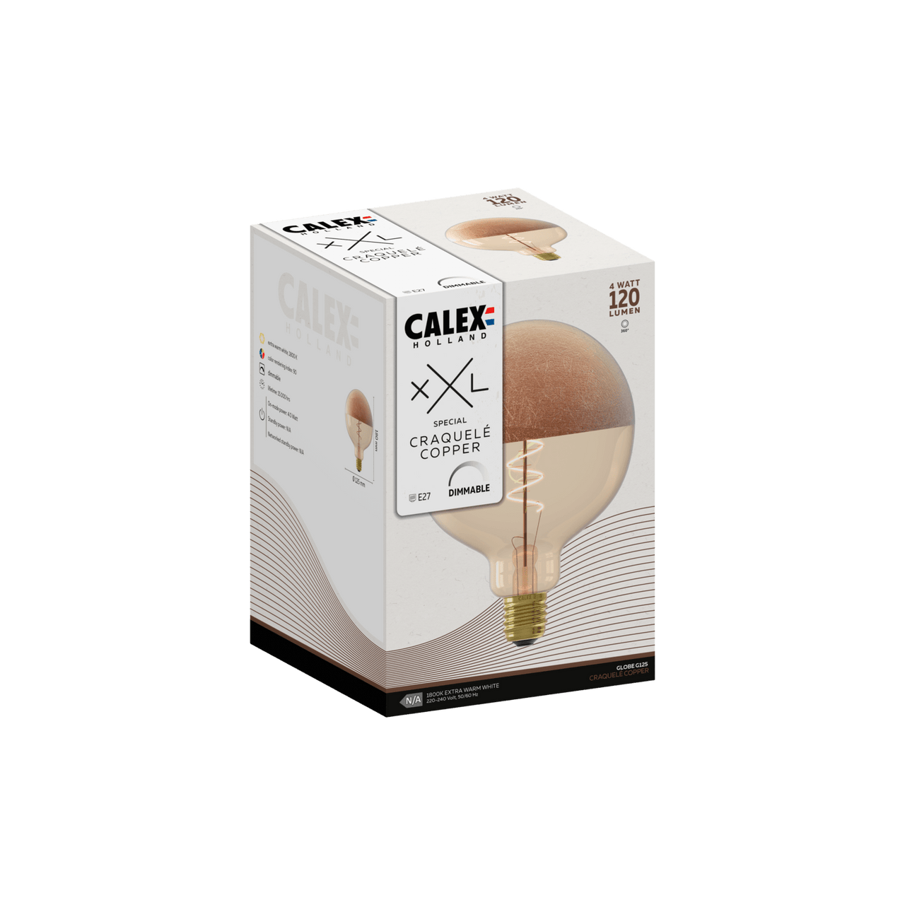 Calax Bulb Calex Top mirror Bulb - E27 - G125 - Filament - G125 - Copper