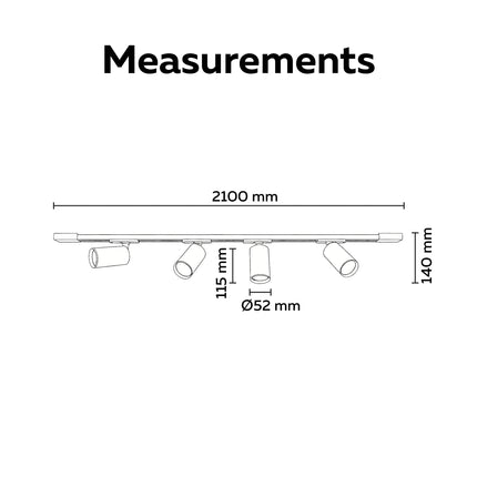 Calex Tracklight - 4x GU10 - 2M - White