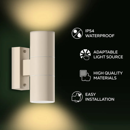 Calex Turin Wall Light – Up & Down – 2× GU10 – Sand