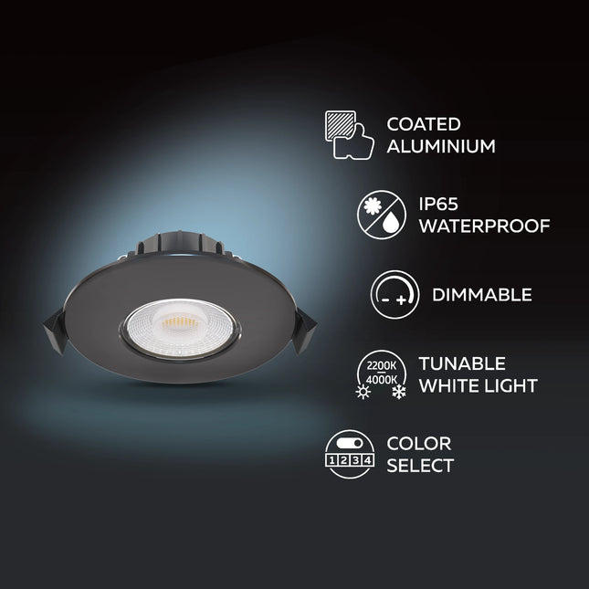 Calex Ultra-Thin LED Downlight 3-Pack - 4CCT - IP65 - Black