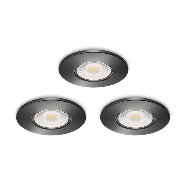 Calex Ultra-Thin LED Downlight 3-Pack - 4CCT - IP65 - Black