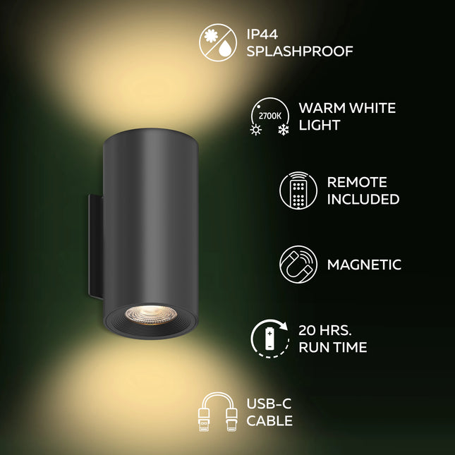 Calex Valmer Wall Light - Up & Down – Black