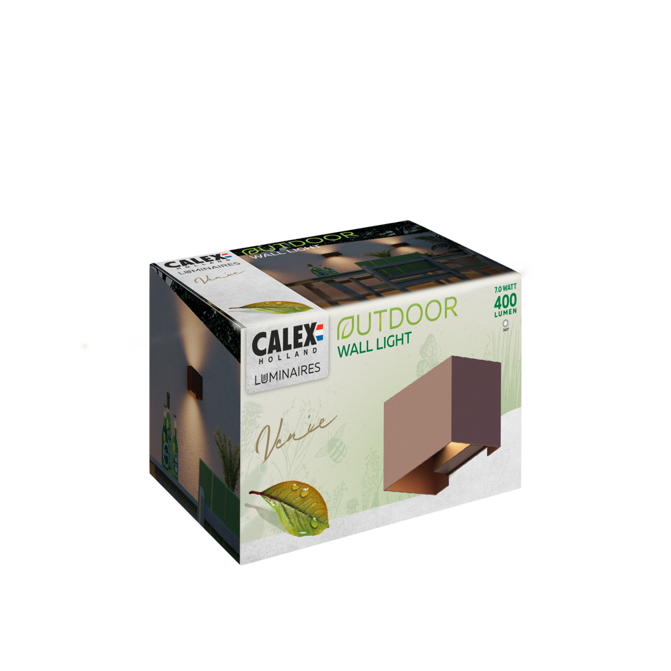 Calex Venice LED Wall Light - Up & Down - Rust