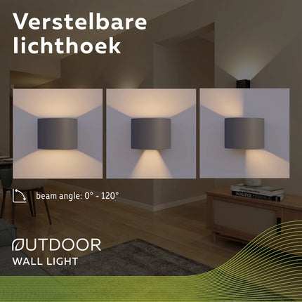 Calex Verona LED Wall Light Oval - Up & Down - Anthracite