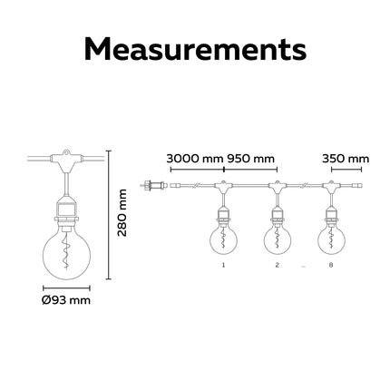 Calex Vista Festoon 10m - XL Bulb