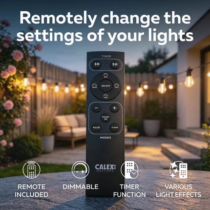 Calex Vista Outdoor Party Light – 10M – Warm White – Including Remote