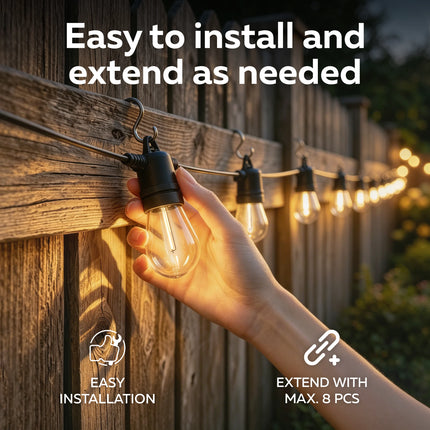 Calex Vista Outdoor Party Light – 10M – Warm White – Including Remote