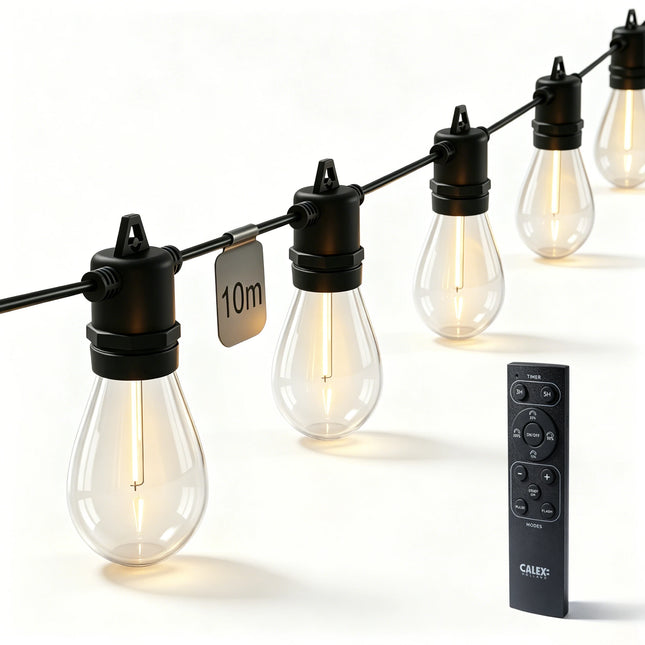 Calex Vista Outdoor Party Light – 10M – Warm White – Including Remote