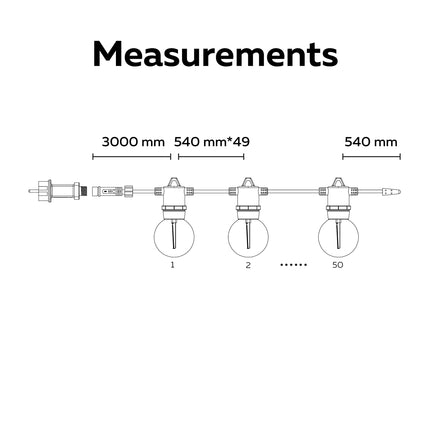 Calex Vista Outdoor String Light - 30M