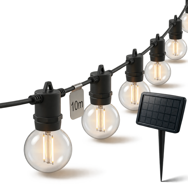 Calex Vista Solar String Lights - 10M - Black