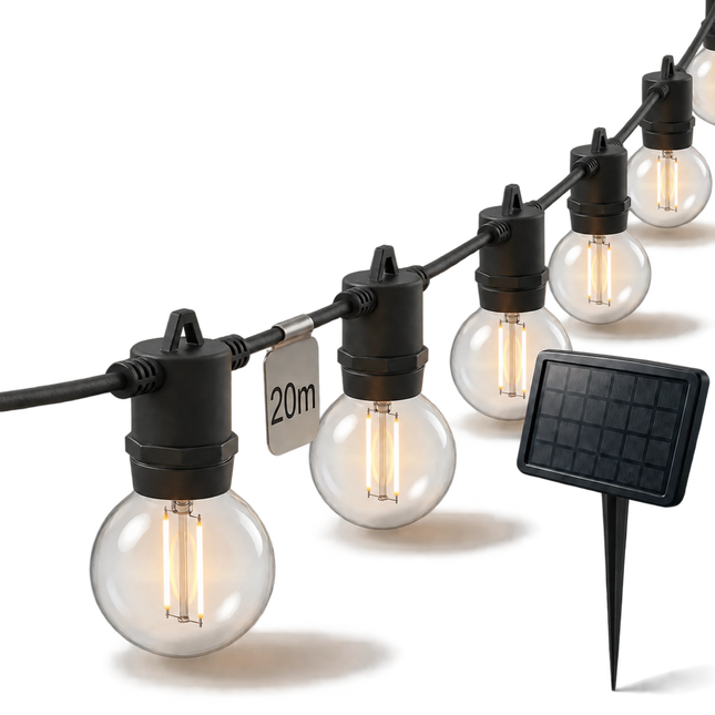 Calex Vista Solar String Lights - 20M - Black