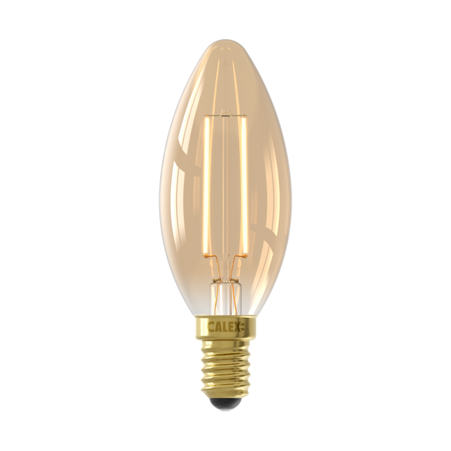 Calex Warm Filament LED Lamp - E14 - B35 - Gold - 3.5W - Dimmable