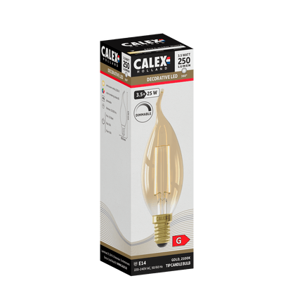 Calex Led Filament Calex Warm Filament LED Lamp - E14 - BXS35 - Gold