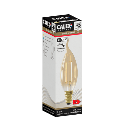 Calex Warm Filament LED Lamp - E14 - BXS35 - Gold