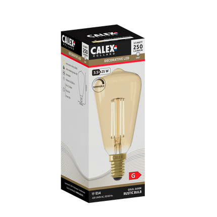 Calex Warm Filament LED Lamp - E14 - ST48 - Gold