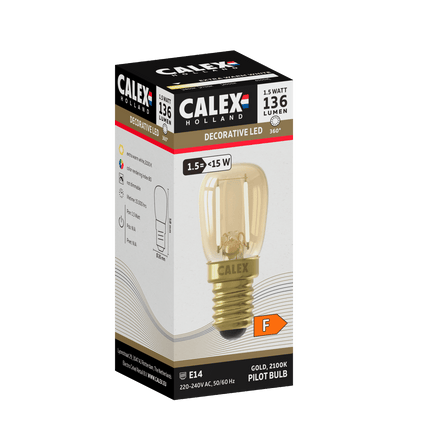 Calex Warm Filament LED Lamp - E14 - T26 - Gold - 1.5W