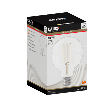 Calex Warm Filament LED Lamp - E27 - G95 - Clear - 4.5W - Dimmable