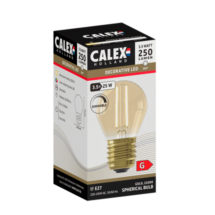 Calex Warm Filament LED Lamp - E27 - P45 - Gold