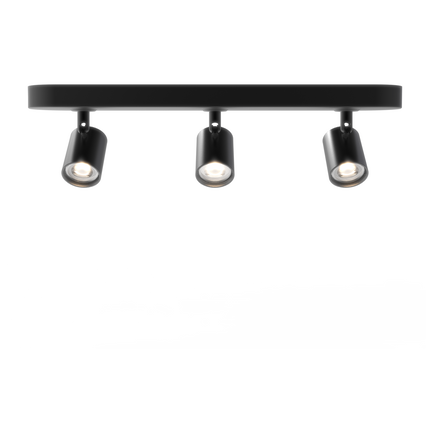 Eurodomest - trio straight surface-mounted spots - Black - with remote