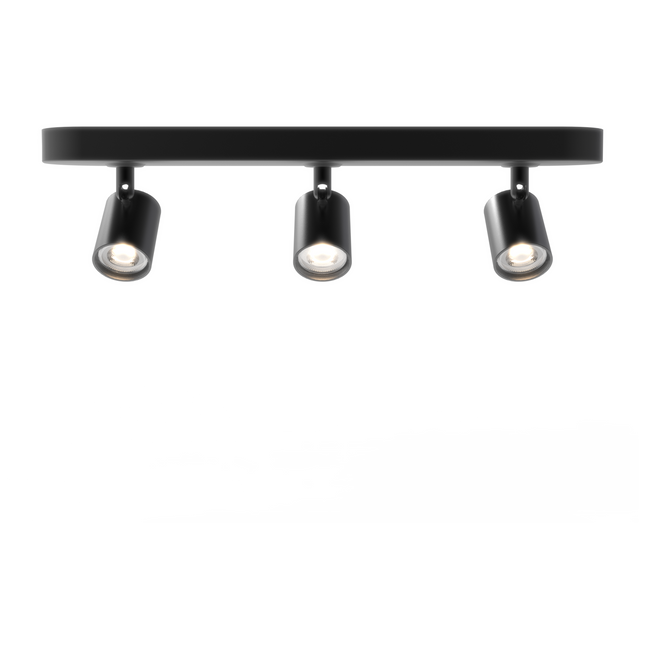 Eurodomest - trio straight surface-mounted spots - Black - with remote